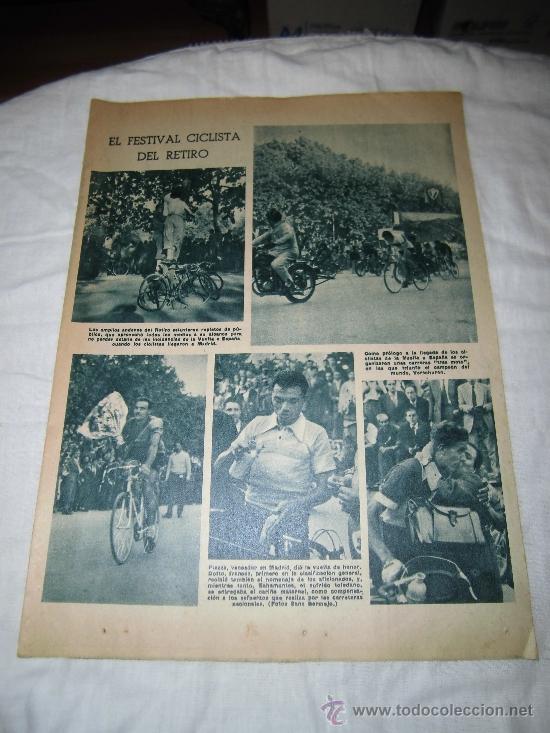 Coleccionismo de revistas y peri&oacute;dicos: EL FESTIVAL CICLISTA DEL RETIRO  HOJA DE REVISTA ABC 1955