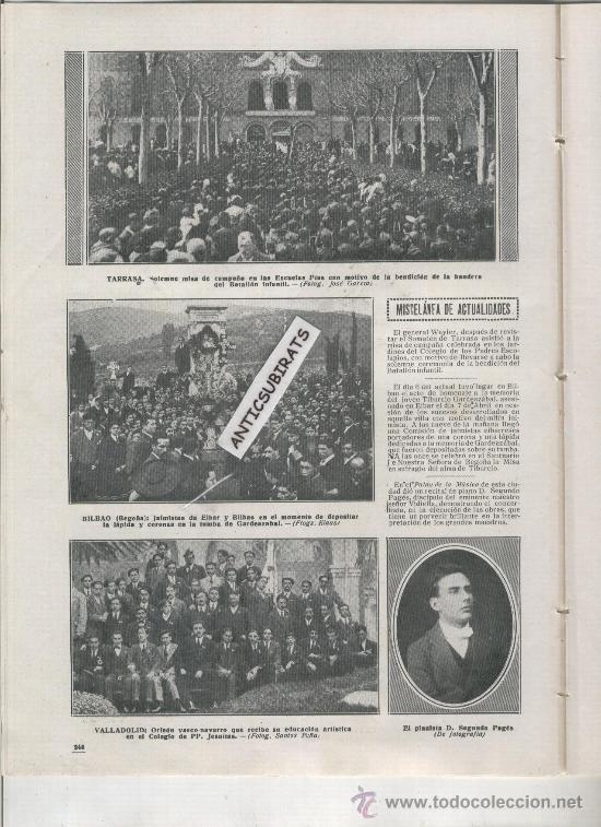 Colecionismo de Revistas e Jornais: REVISTA A&Ntilde;O 1913 BATALLON INFALTIL DE TARRASA BEGO&Ntilde;A TUMBA DE GARDEAZABAL PIANISTA SEGUNDO PAGES