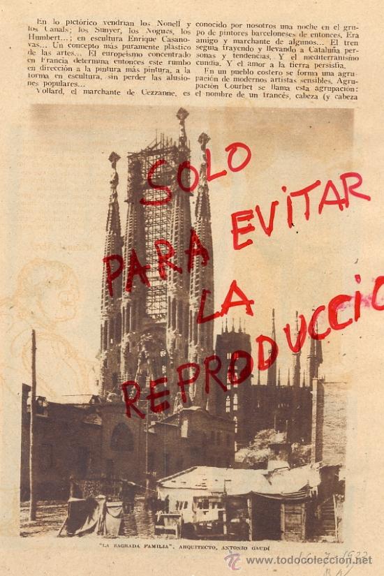 Coleccionismo de Revistas y Peri&oacute;dicos: SAGRADA FAMILIA 1933 ANTONIO GAUDI, FOTO HOJA REVISTA