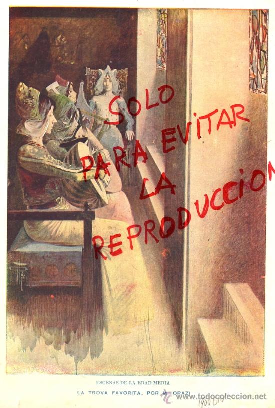 Coleccionismo de Revistas y Peri&oacute;dicos: LA TROVA FAVORITA 1900  M.ORAZI ILUSTRACION EDAD MEDIA HOJA REVISTA
