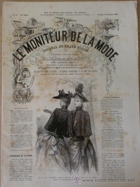 Collection Magazines and Newspapers: REVISTA LE MONITEUR DE LA MODE. A&Ntilde;O 46. N&ordm; 44. PARIS. 3 NOVIEMBRE 1888. VER DESCRIPCION.