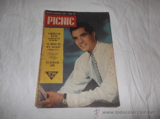 Coleccionismo de Revistas y Peri&oacute;dicos: picnic a&ntilde;o1 n&ordm; 20, portada jean gabin, contra portada juanita quevedo, 1958