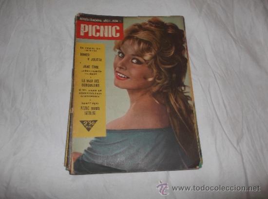Coleccionismo de Revistas y Peri&oacute;dicos: picnic a&ntilde;o1 n&ordm; 1, portada brigitte bardot, contra portada aurora m&ordf; guri, 1958
