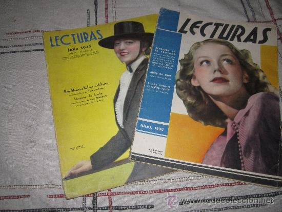 Collection Magazines and Newspapers: 2 REVISTAS: LECTURAS, Julio de 1935 y Julio de 1936 - BUEN ESTADO 29 x 22 CM. ANUNCIOS A50 PG. APROX