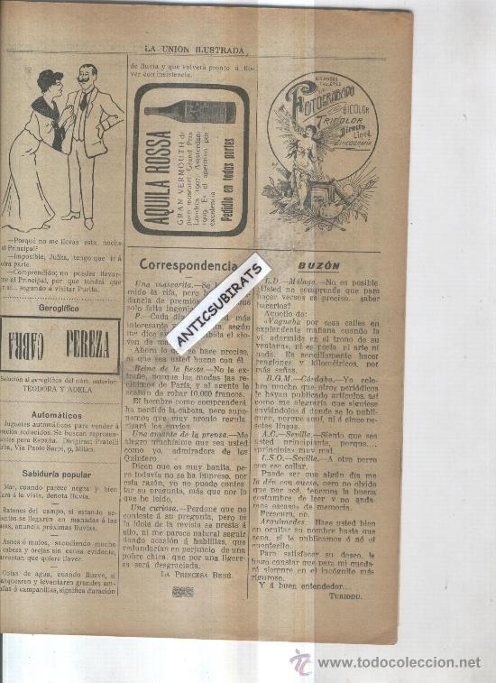 Coleccionismo de Revistas y Peri&oacute;dicos: REVISTA A&Ntilde; 1912 VERMOUTH AQUILA ROSSA PAPEL DE FUMAR VICHY ALCOY JEAN CERO CHOCOLATE ALHAMBRA MALAGA