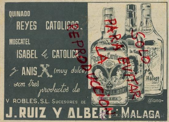 Coleccionismo de Revistas y Peri&oacute;dicos: REYES CATOLICOS 1951 QUINA -ANIS-MOSCATEL RUIZ Y ALBERT HOJA REVISTA