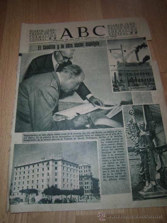 Coleccionismo de Revistas y Peri&oacute;dicos: EL CAUDILLO EN EL ACTO DE INAUGURACION DE LA CENTRAL TERMICA DE PUENTES HOJA DE REVISTA ABC 1946