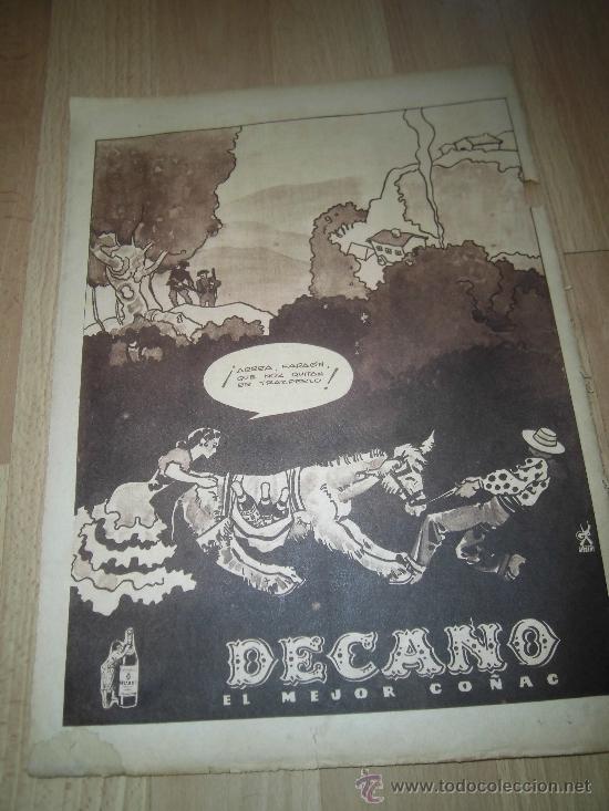 Coleccionismo de revistas y peri&oacute;dicos: PUBLICIDAD DECANO EL MEJOR CO&Ntilde;AC HOJA DE REVISTA ABC 1946