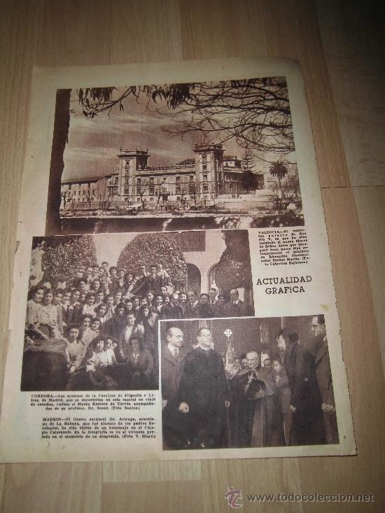 Coleccionismo de revistas y peri&oacute;dicos: VALENCIA EL PALACIO DE SAN PIO V/CORDOBA LAS ALUMNAS DE FILOSOFIA HOJA DE REVISTA ABC 1946