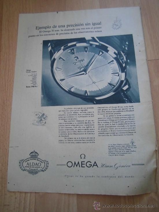 Coleccionismo de revistas y peri&oacute;dicos: PUBLICIDAD RELOJ OMEGA HOJA DE REVISTA ABC 1946