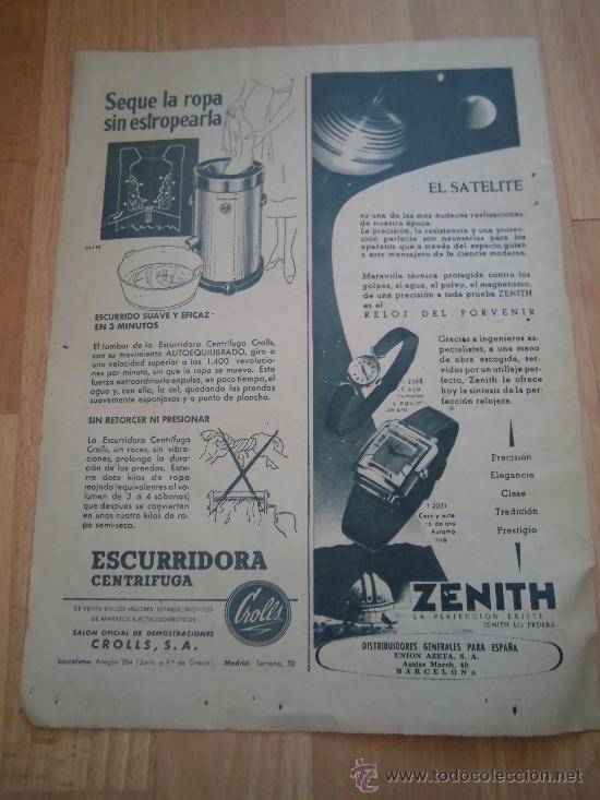 Coleccionismo de revistas y peri&oacute;dicos: PUBLICIDAD RELOJES ZENITH /ESCURRIDORA CENTRIFUGADORA CROLLS HOJA DE REVISTA ABC 1946
