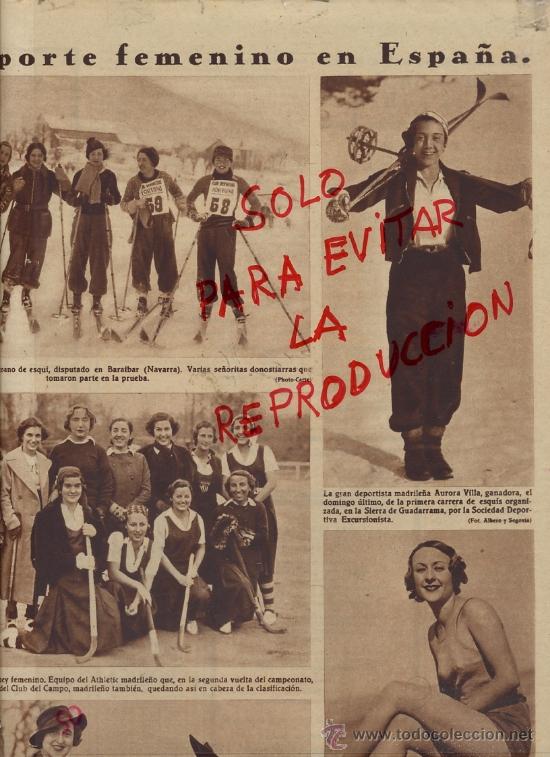 Coleccionismo de revistas y peri&oacute;dicos: DEPORTE FMENINO 1934 BARAIBAR ESQU&Iacute;, HOCKEY , H&Iacute;PICA&hellip; HOJA REVISTA
