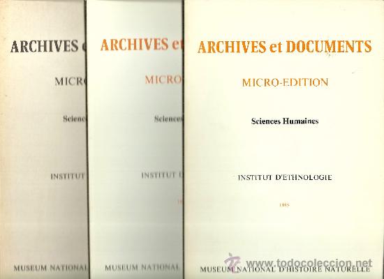 Collection Magazines and Newspapers: * CAT&Aacute;LOGO MICROFORMAS * Archives et documents micro-edition: Sciencies Humaines &ndash; 3 n&uacute;meros 1982-87