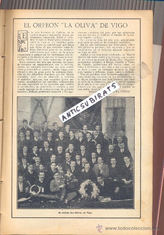 Coleccionismo de Revistas y Peri&oacute;dicos: REVISTA A&Ntilde;O 1908 EL PALAU DE LA MUSICA EL ORFEON LA OLIVA DE VIGO