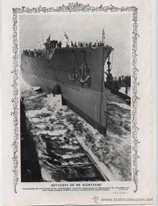 Coleccionismo de Revistas y Peri&oacute;dicos: * PORSTMOUTH * Botadura del acorazado Ivon-duke de la Marina inglesa - 1912