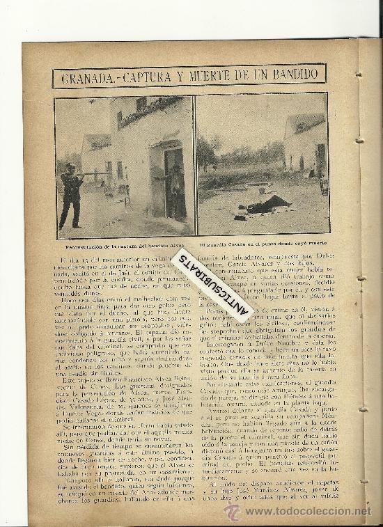 Coleccionismo de Revistas y Peri&oacute;dicos: REVISTA A&Ntilde;O 1908 BANDIDOS ANDALUCES BANDIDO ALVEA GRANADA ACUEDUCTO ALTO DE MONCADA BARCELONA