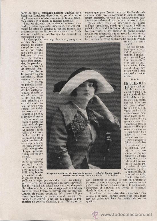 Coleccionismo de Revistas y Peri&oacute;dicos: * MODA FEMENINA * Sombrero de la casa Virot de Par&iacute;s, traje de Antoine Hubert - 1912