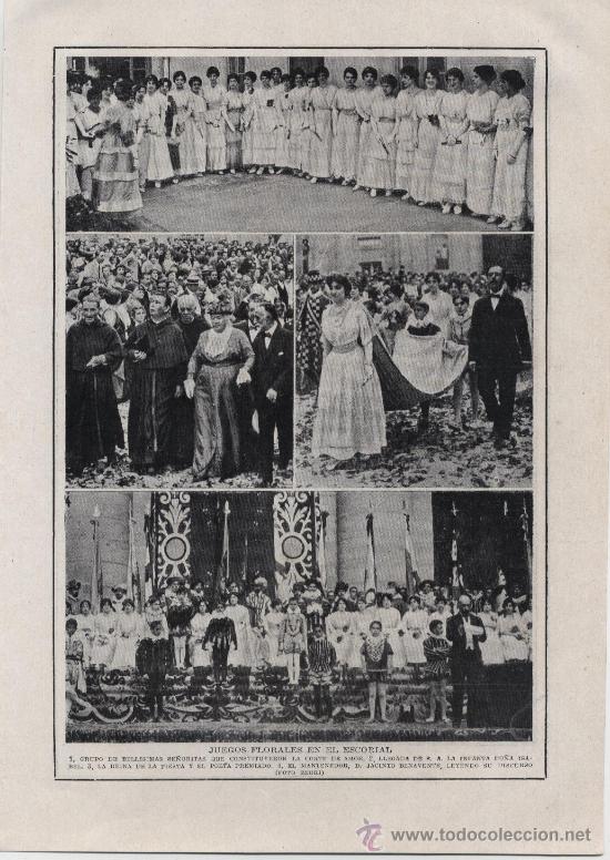Coleccionismo de Revistas y Peri&oacute;dicos: * EL ESCORIAL * Juegos Florales, mantenedor Jacinto Benavente     -1915