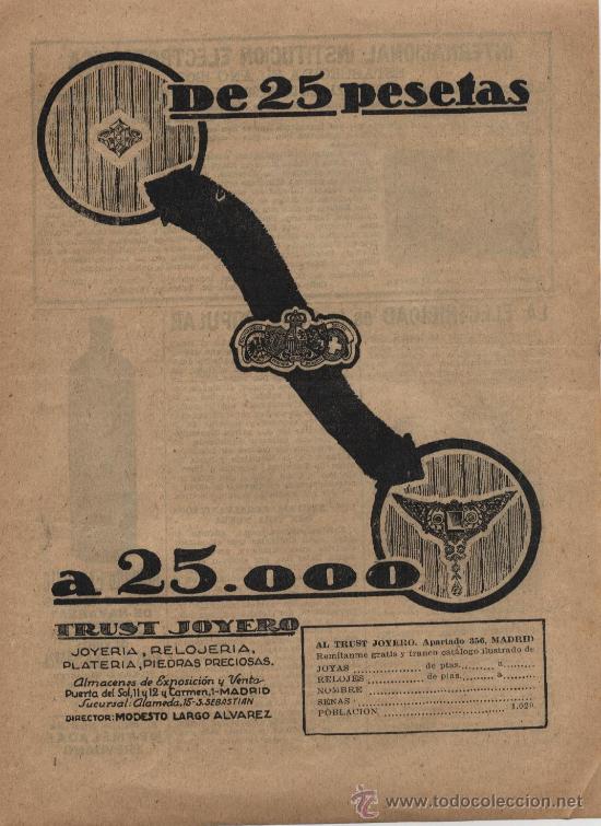 Coleccionismo de Revistas y Peri&oacute;dicos: Publicidad Trust Joyero - 1921