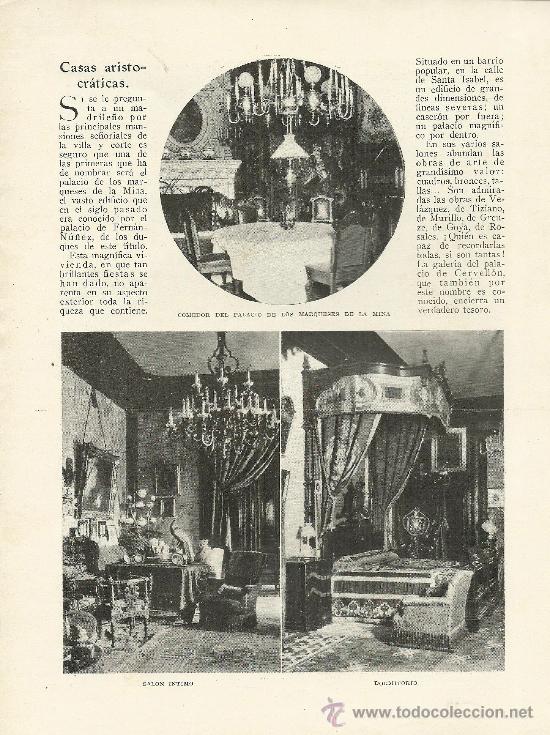 Coleccionismo de revistas y peri&oacute;dicos: Casa aristocr&aacute;ticas ( la de los Marqueses de la Mina, palacio de Fern&aacute;n N&uacute;&ntilde;ez )   - 1922