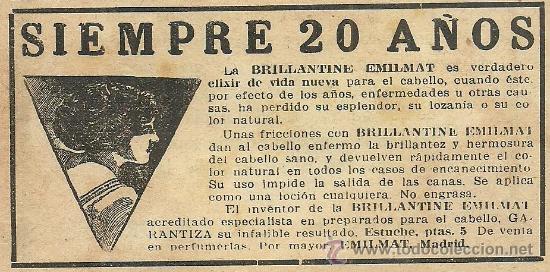 Coleccionismo de revistas y peri&oacute;dicos: Publicidad brillantina Emilmat - 1924
