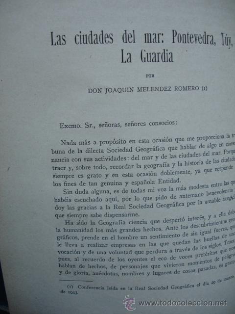 Coleccionismo de revistas y peri&oacute;dicos: CIUDADES DEL MAR PONTEVEDRA TUY LA GUARDIA.JOAQUIN MELENDEZ ROMERO. 1943