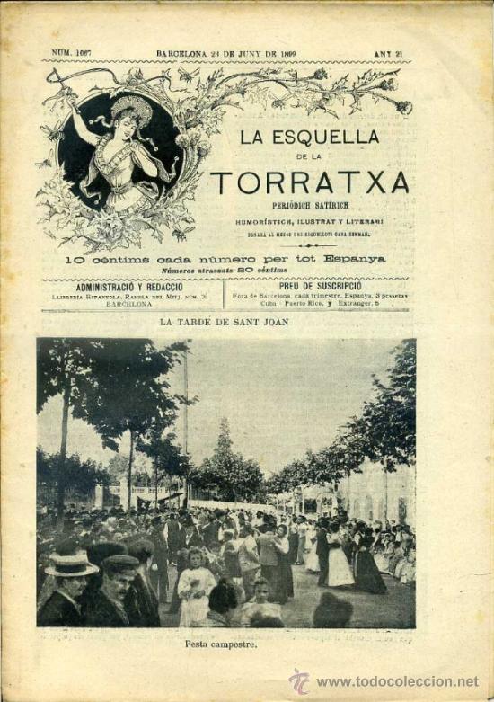 Collectionnisme de Revues et Journaux: LA ESQUELLA DE LA TORRATXA, N&ordm; 1067 - 23 JUN. 1899