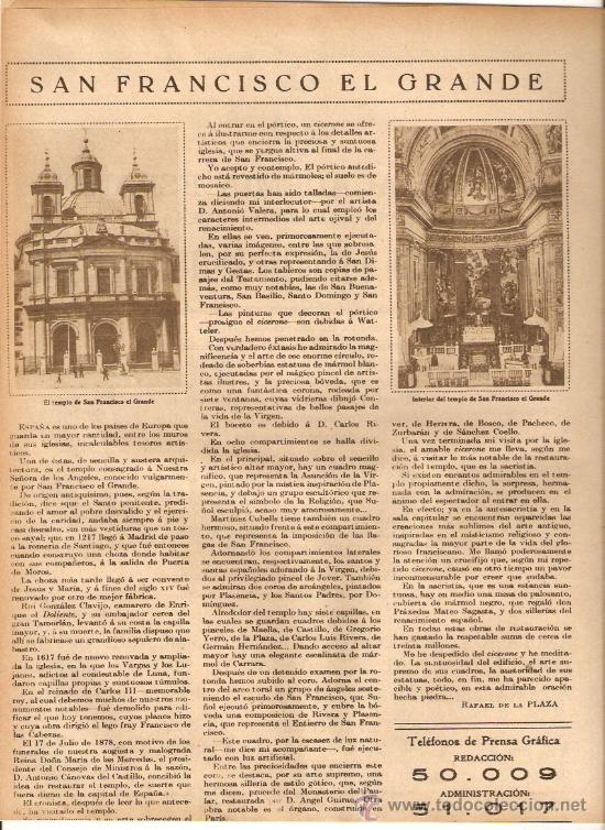 Coleccionismo de Revistas y Peri&oacute;dicos: A&Ntilde;O 1927 IGLESIA SAN FRANCISCO EL GRANDE MADRID PAMPLONA BARA&Ntilde;AIN QUIJOTE ESCULTURA GARCI GONZALEZ