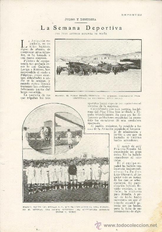Coleccionismo de Revistas y Peri&oacute;dicos: * DEPORTES * F&uacute;tbol: Sevilla F.C, Real Madrid, Betis, jugadores Tuduri, Satrustegui&hellip; - 1926