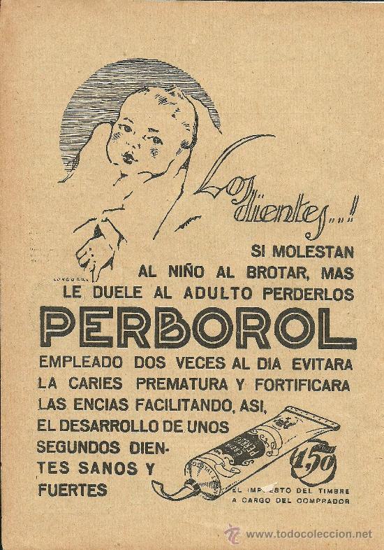 Coleccionismo de Revistas y Peri&oacute;dicos: Publicidad dent&iacute;frico Perborol /  dibujo de Loygorri  - 1927
