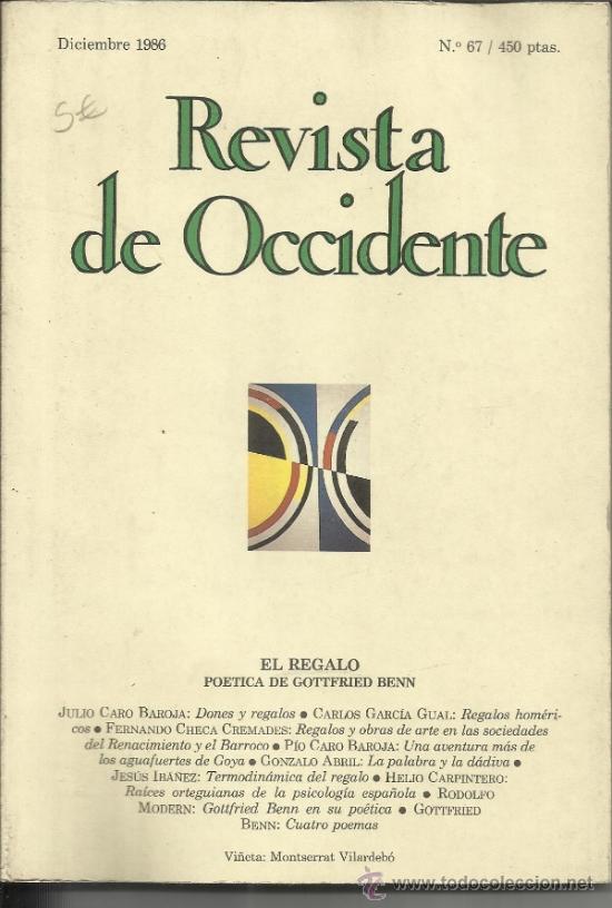 Coleccionismo de revistas y peri&oacute;dicos: REVISTA DE OCCIDENTE. N&ordf; 67. EDICI&Oacute;N FUNDACI&Oacute;N J. ORTEGA Y GASSET. MADRID. 1986