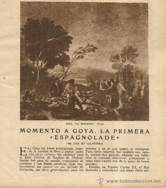 Colecionismo de Revistas e Jornais: Momento a Goya: la primera &ldquo;espagnolade&rdquo; / por Jos&eacute; M&ordf; Salaverr&iacute;a - 1927