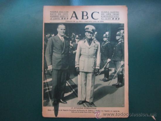 Coleccionismo de revistas y peri&oacute;dicos: Diario ilustrado ABC- 11 de mayo de 1939 (Madrid) A&ntilde;o trigesimosegundo, n&ordm; 10379