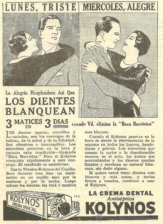 Coleccionismo de revistas y peri&oacute;dicos: Publicidad crema dental Kolynos - 1932