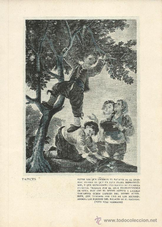 Collectionnisme de Revues et Journaux: Escena de picard&iacute;a infantil en los tapices del palacio del Escorial  - 1932