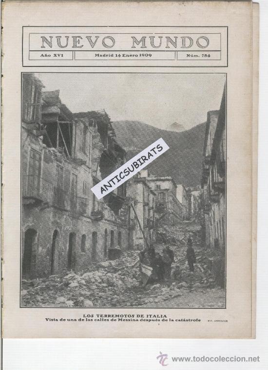 Coleccionismo de Revistas y Peri&oacute;dicos: REVISTA A&Ntilde;O 1909 TERREMOTO DE MESINA MESSINA SICILIA ITALIA