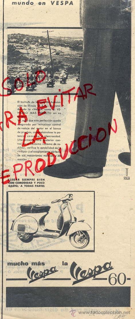Coleccionismo de Revistas y Peri&oacute;dicos: VESPA 1960 MOTOCICLETAS HOJA REVISTA
