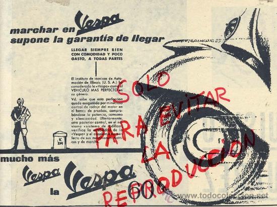 Coleccionismo de Revistas y Peri&oacute;dicos: VESPA 1960 MOTOCICLETAS HOJA REVISTA