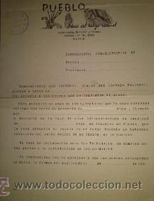 Coleccionismo de Revistas y Peri&oacute;dicos: NOMBRAMIENTO DE CORRESPONSAL ADMINISTRATIVO DEL DIARIO PUEBLO