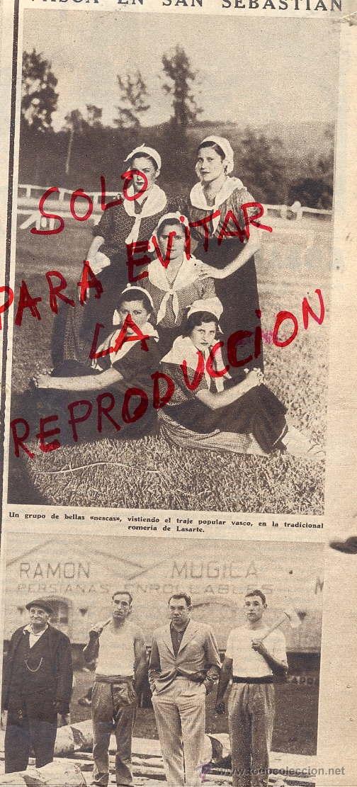 Coleccionismo de Revistas y Peri&oacute;dicos: LASARTE 1934 SEMANA VASCA FOTO RETAL HOJA REVISTA