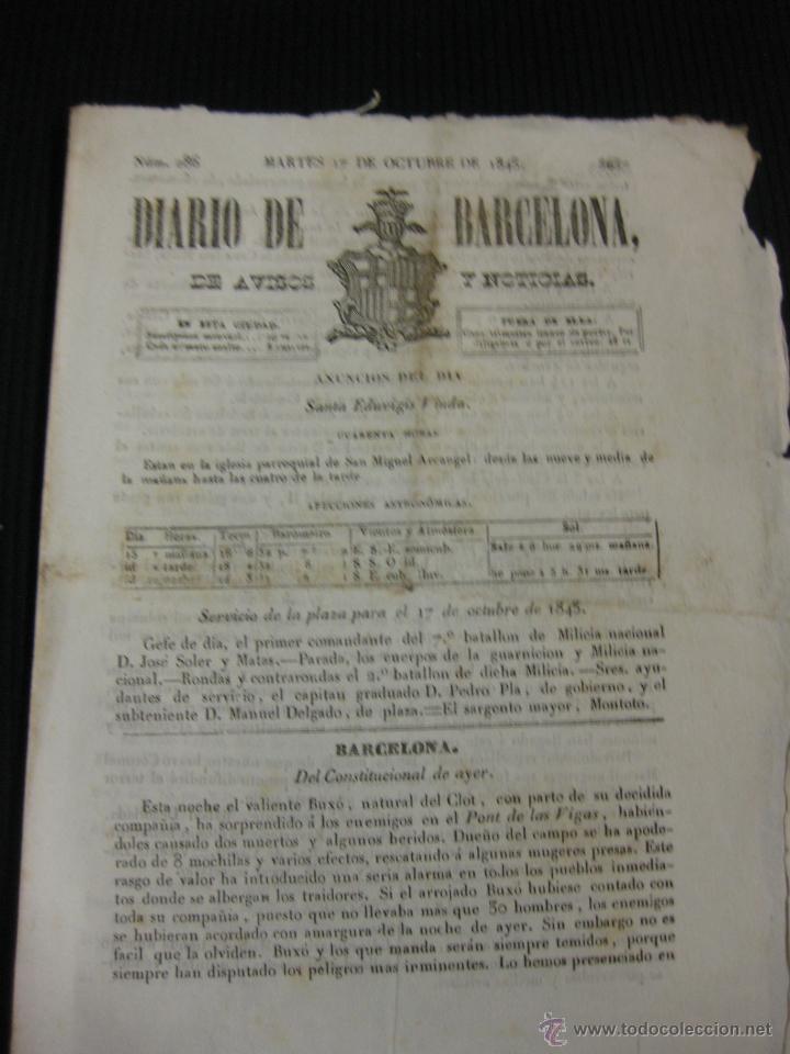 Collezionismo di Riviste e Giornali: DIARIO DE BARCELONA N&ordm; 286. 17 OCTUBRE DE 1843.