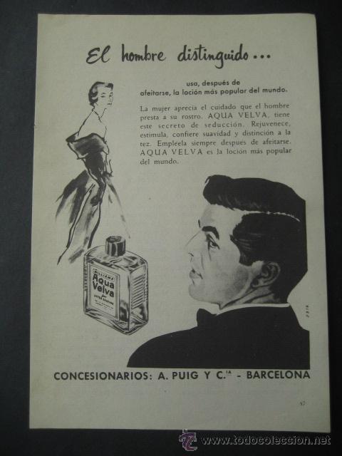 Sammeln von Zeitschriften und Zeitungen: AQUA VELVA, LOCION AFEITADO WILLIAMS. ANTIGUA PUBLICIDAD DE ANUNCIO DE REVISTA DE LOS A&Ntilde;OS 50