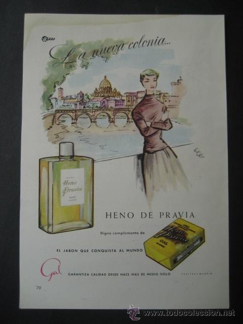 Sammeln von Zeitschriften und Zeitungen: COLONIA Y JABON HENO DE PRAVIA. ANTIGUA PUBLICIDAD DE ANUNCIO DE REVISTA DE LOS A&Ntilde;OS 50