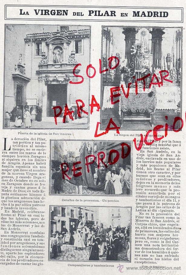 Coleccionismo de Revistas y Peri&oacute;dicos: MADRID 1902 VIRGEN DEL PILAR HOJA REVISTA