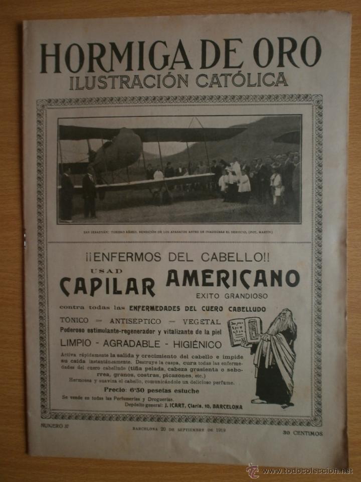 Coleccionismo de revistas y peri&oacute;dicos: LA HORMIGA DE ORO N&ordm;37.1919.SABADELL-EXPOSICION VILA CINCA,VALENCIA-ENTIERRO DEL ARZOBISPO,BODA.