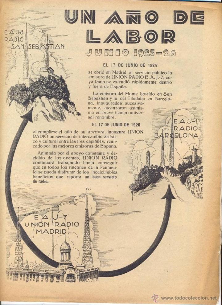 Sammeln von Zeitschriften und Zeitungen: A&Ntilde;O 1926 UNION RADIO SAN SEBASTIAN METRO BARCELONA FUNICULAR MONTSERRAT VILANOVA I LA GELTRU MIR