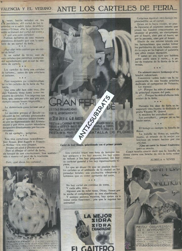Sammeln von Zeitschriften und Zeitungen: REVISTA A&Ntilde;O 1931 CARTELES FERIA DE VALENCIA APARICIONES DE LA VIRGEN EN EZQUIOGA ATAUN ERROZ