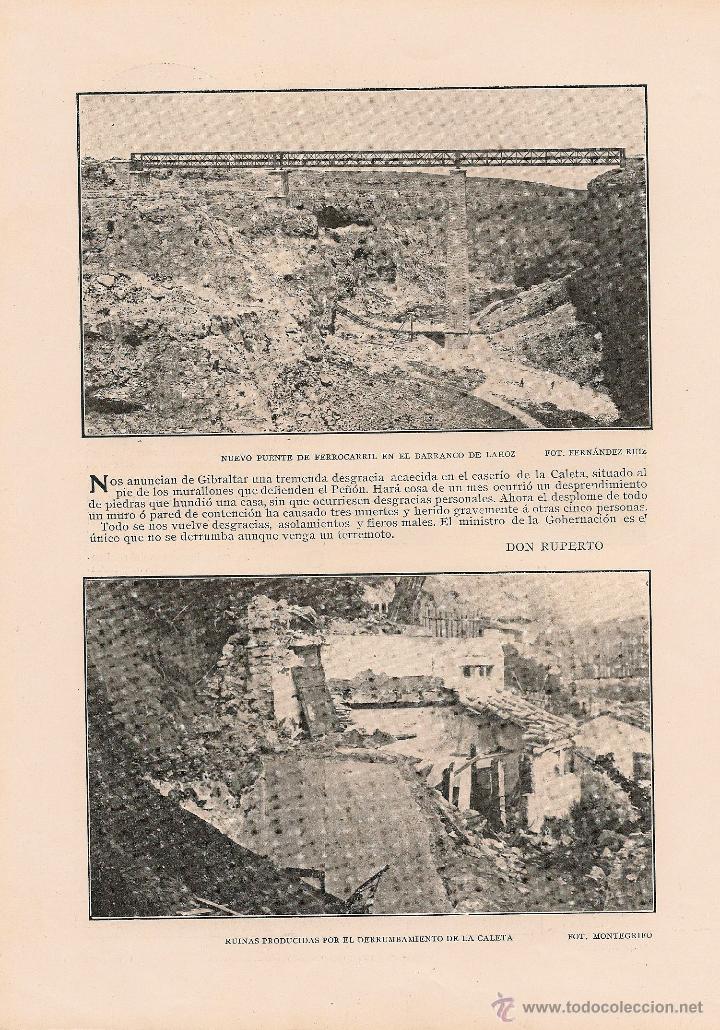 Coleccionismo de revistas y peri&oacute;dicos: * GIBRALTAR * Desprendimiento de piedras en el caser&iacute;o de La Caleta - 1903