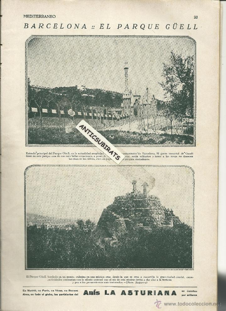 Coleccionismo de Revistas y Peri&oacute;dicos: REVISTA A&Ntilde;O 1927 PARQUE G&Uuml;ELL ANTONIO GAUDI PREMIA  MAR CONDE DE MONTSENY ERMITA DEL CARMELO CARMEL