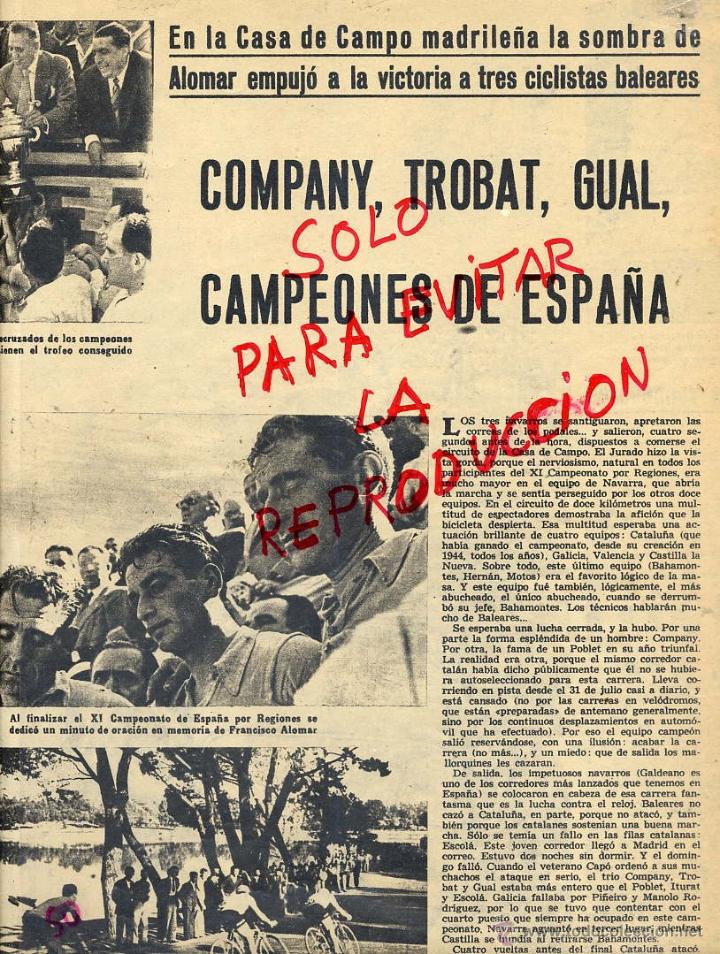 Coleccionismo de revistas y peri&oacute;dicos: MADRID 1959 CICLISMO CASA DE CAMPO 2 HOJAS REVISTA